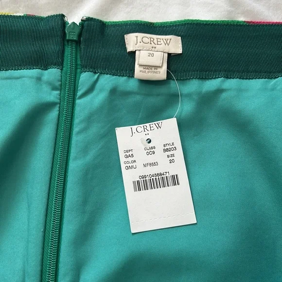 J. Crew Green, Fuchsia, Light Pink, Purple and Gold Skirt Size 20 - Picture 5 of 7